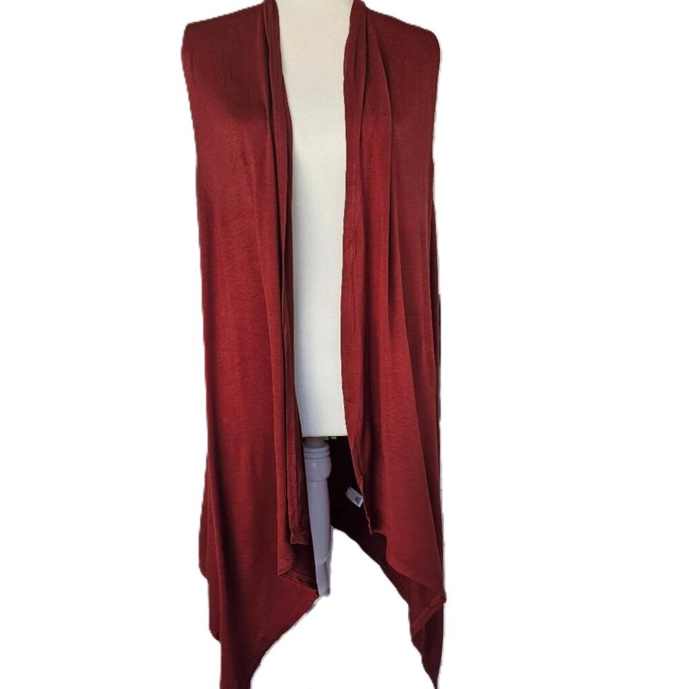 ZENANA Wine Sleeveless Cardigan Vest XL NWOT